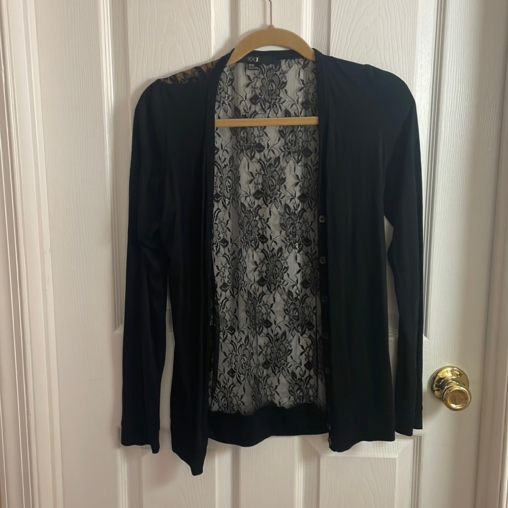 Black Laced-Back Cardigan